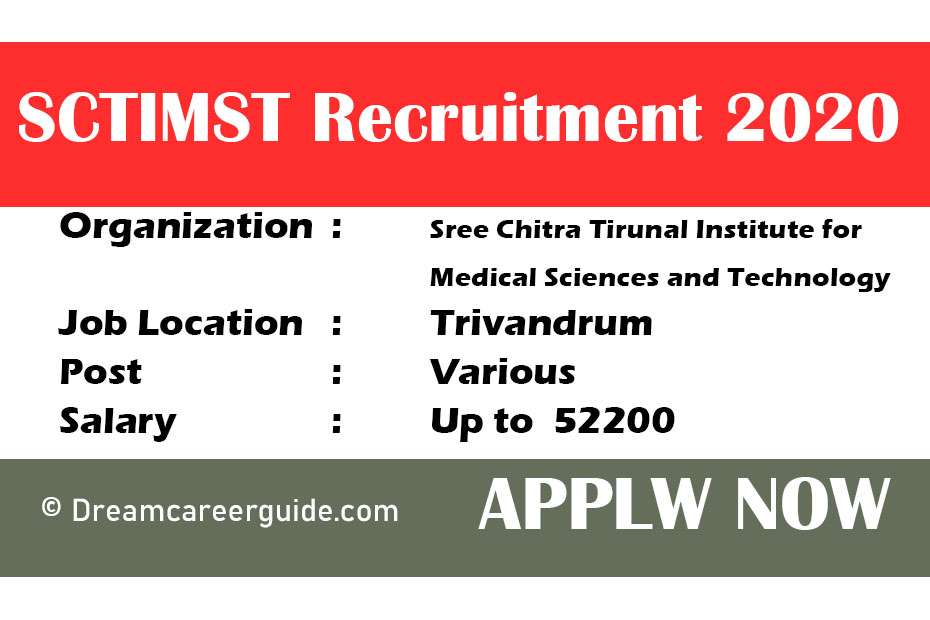 SCTIMST Recruitment 2020