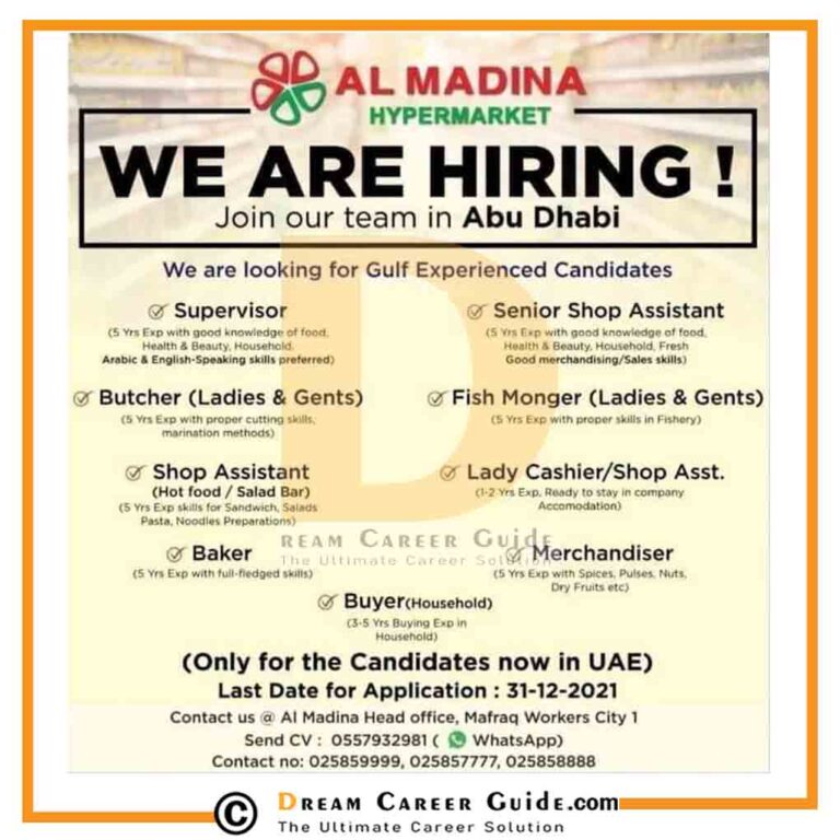 Al Madina Supermarket Abu Dhabi Job Vacancies 2022 Apply Now