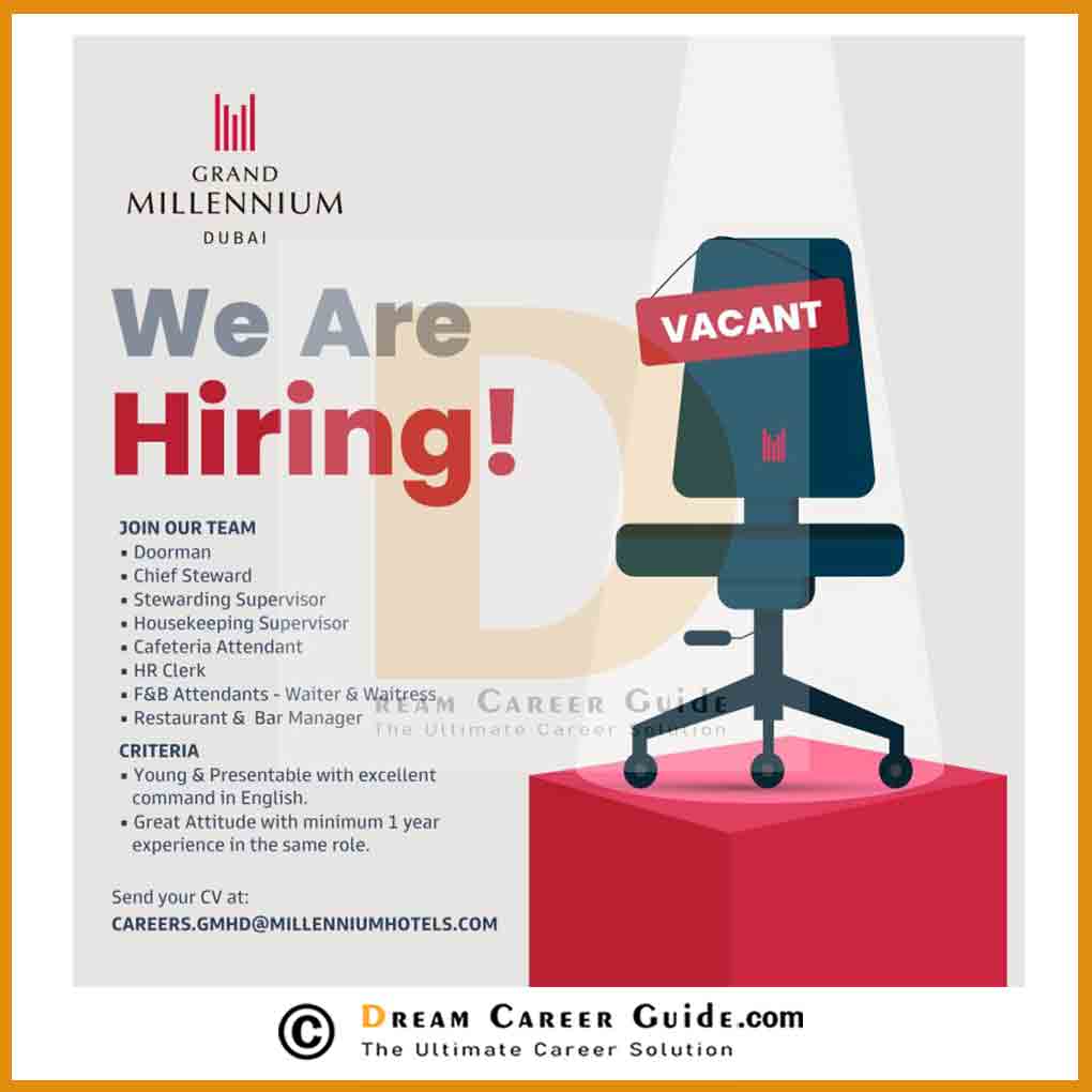 Millennium Hotel Dubai Careers 2022 Latest Vacancies