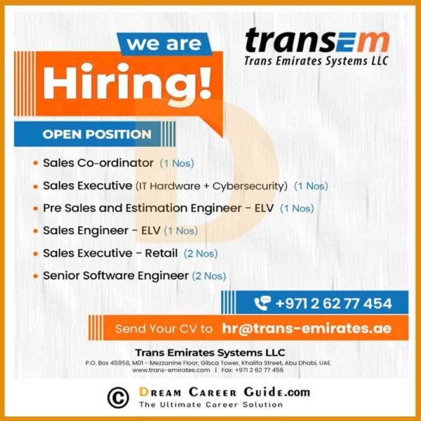 Trans Emirates Systems Careers Latest Job Openings 2022-023