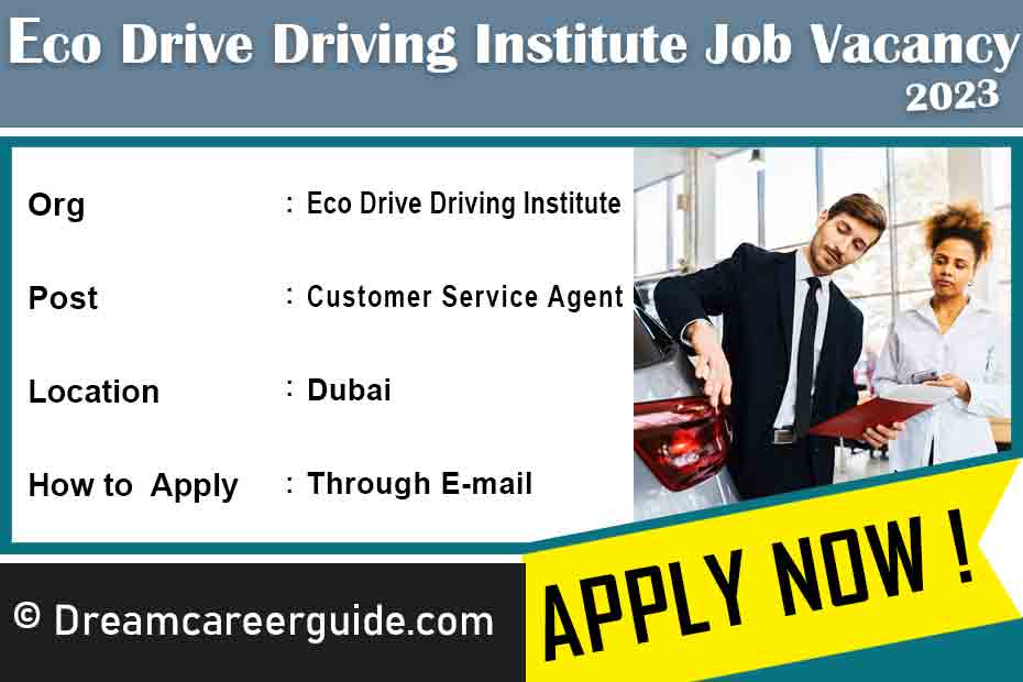 Eco Drive Driving Institute Job Vacancy 2023