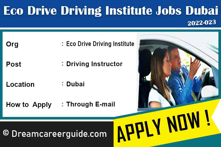 Eco Drive Driving Institute Job vacancy 2022-023