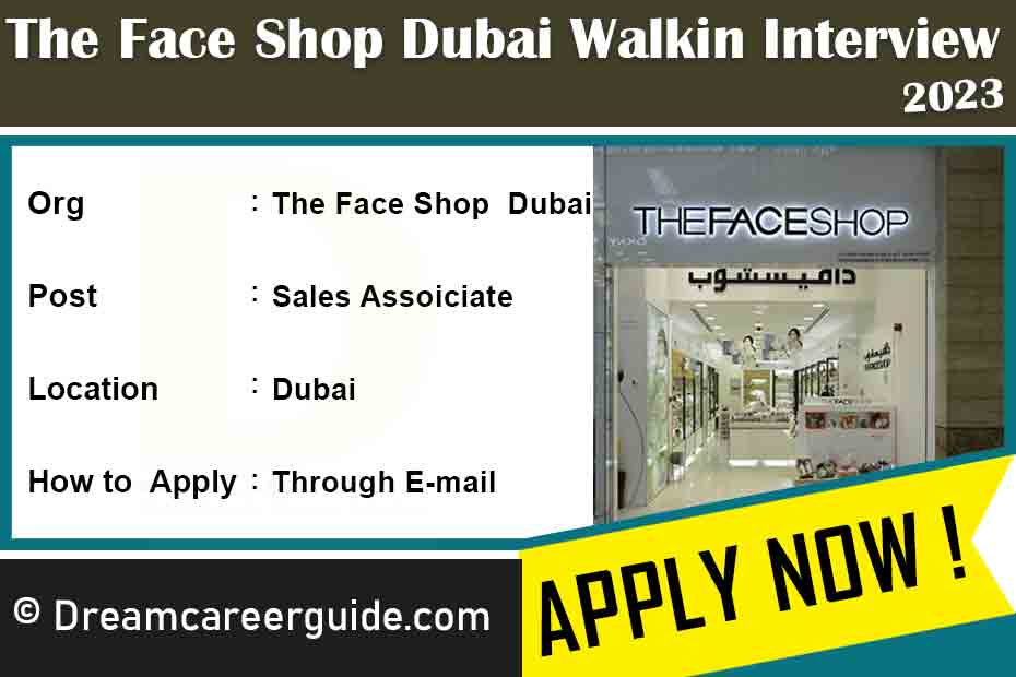 The Face Shop Careers Dubai Latest Job Openings 2023