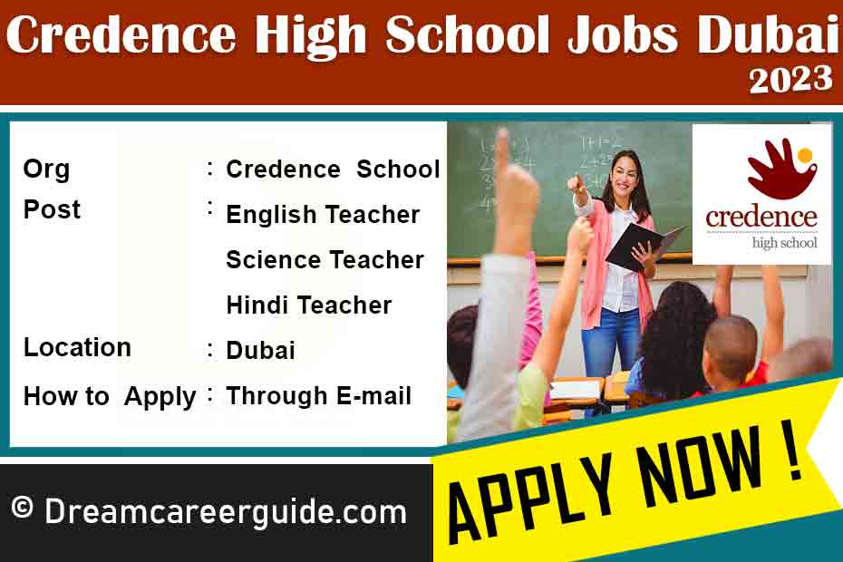 Credence High School Dubai Careers Latest Job Openings 2023