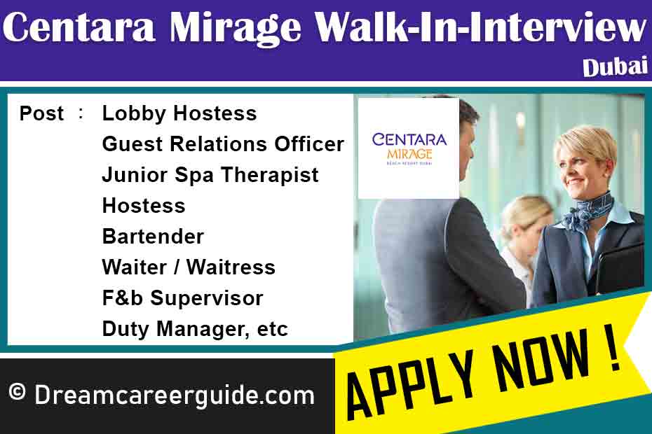 Centara Mirage Beach Resort Dubai Jobs Latest Openings 2023