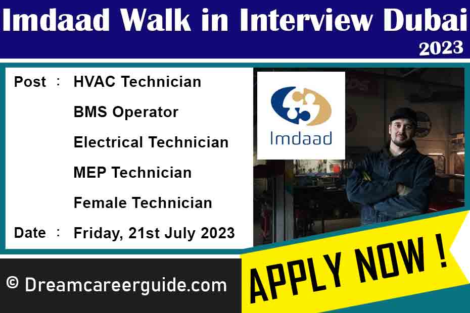 Imdaad Walk in Interview Dubai 2023 Latest Job Openings