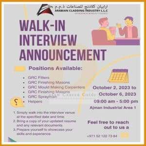 Arabian Cladding Industry Job Vacancy in Dubai Latest Openings 2023: Are you looking for the latest Jobs in UAE? Arabian Cladding Industry Dubai has announced the latest recruitment notification on their official LinkedIn portal for hiring candidates for their latest job openings. This is a direct recruitment announced by the company itself; hence you would not be required to pay any application fee to apply for this latest UAE job.