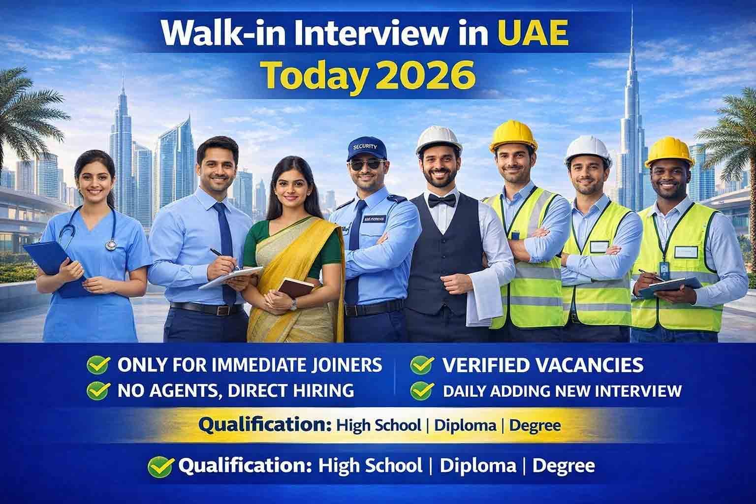 Walk-in Interview in UAE Today 50+ | Dont Miss Opportunity