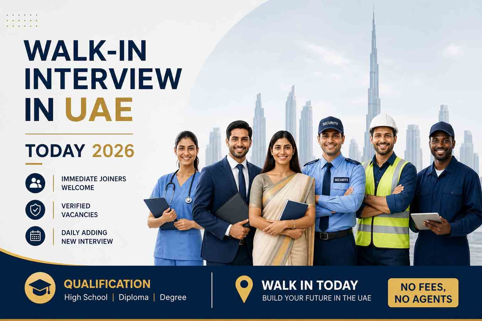 Walk-in Interview in UAE , Qatar Today | Dubai, Abu Dhabi, Sharjah | Immediate Joining walkin Interview jobs 2026