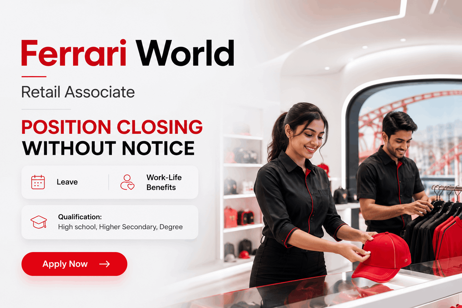 Ferrari World Jobs : Ride Operator, Guest Service & Retail Vacancies