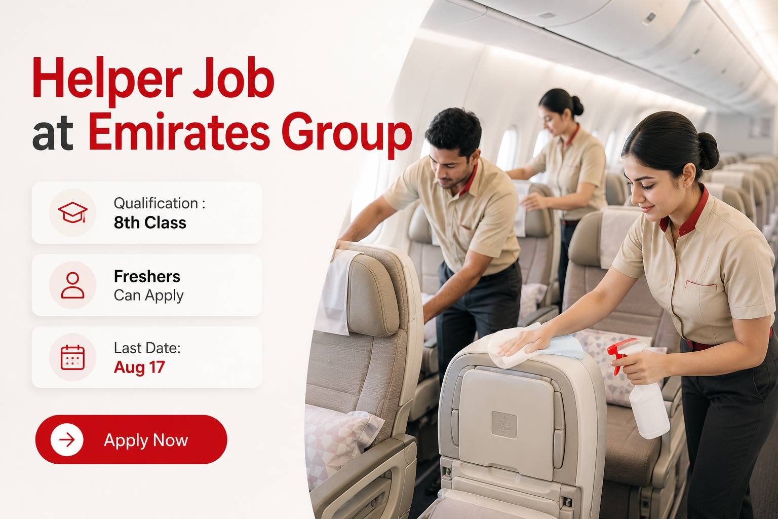 Helper job at Emirates Airlines :Cleaning, Cargo & Airport Staff Vacancies