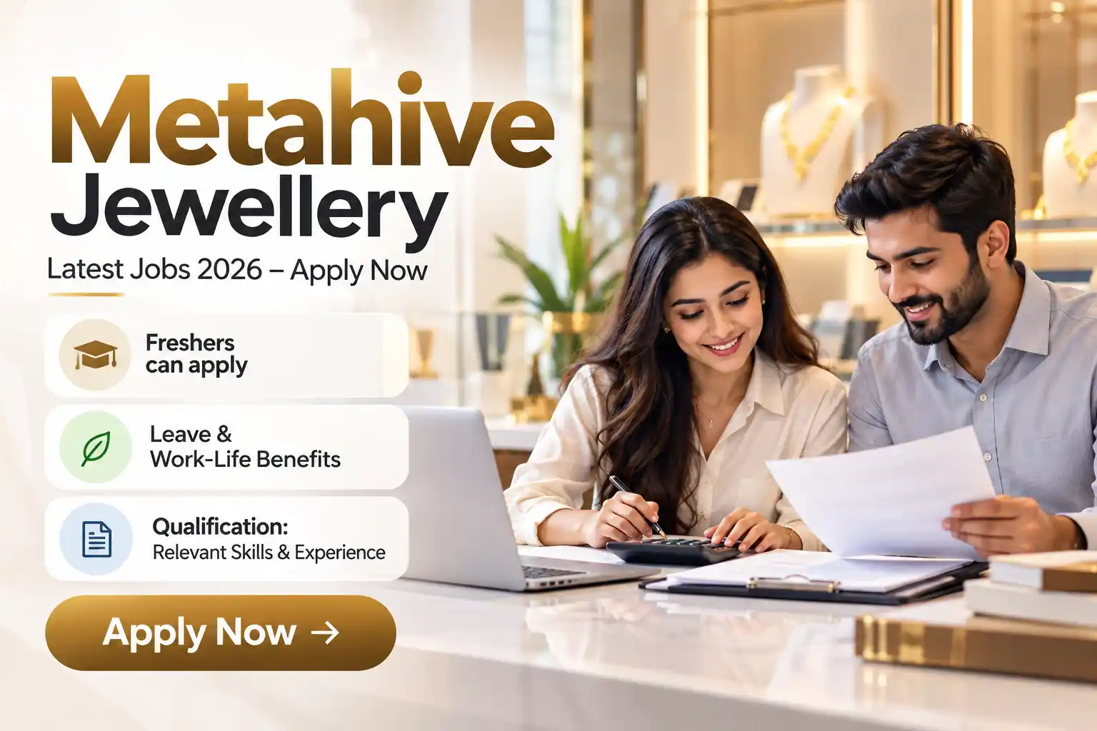 Metahive Jewellery Jobs :Sales Executive, Junior Accountant & Cashier