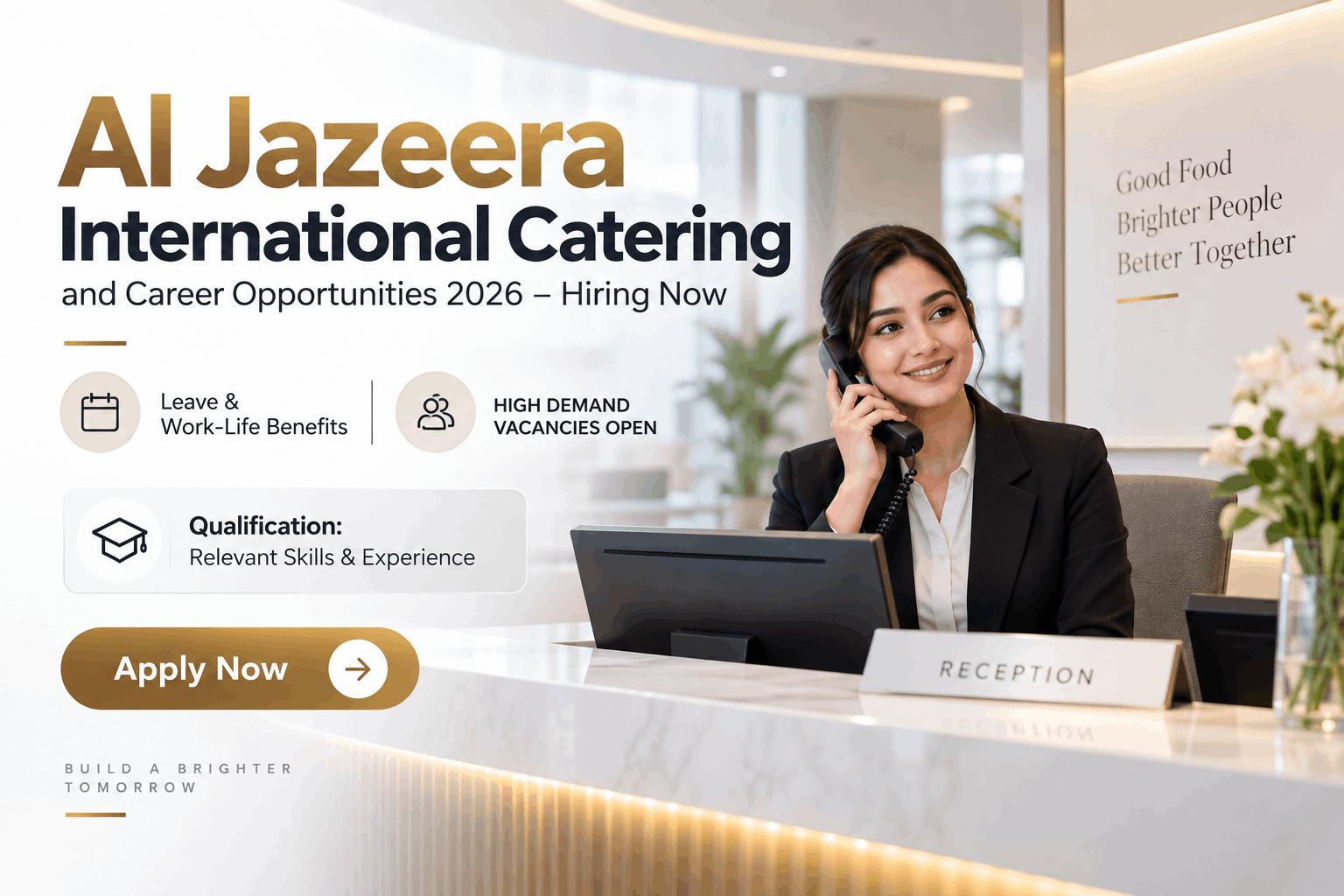 Receptionist Job at Al Jazeera International Catering :