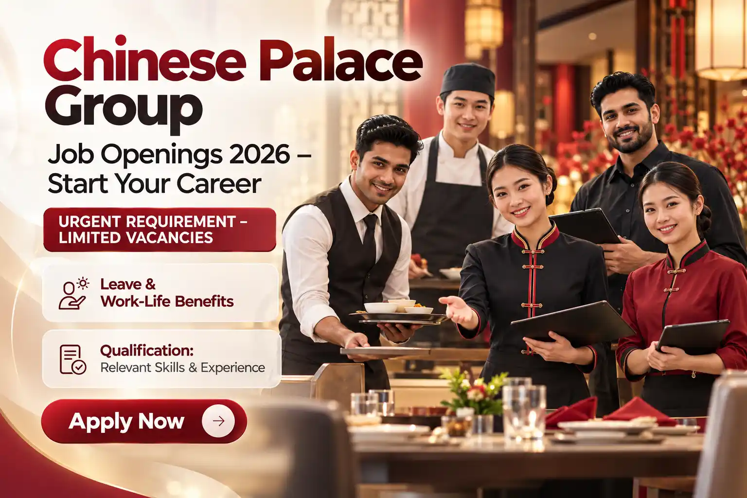 Chinese Palace Group Jobs:Wok Chef, Cashier, Service Crew & Delivery