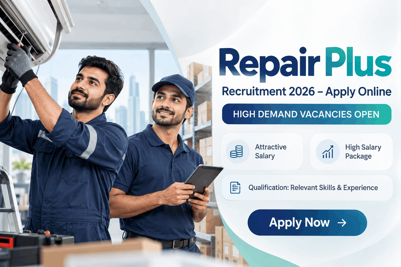 Repair Plus Jobs: Multi-Technician, HVAC, Plumber & Storekeeper Roles