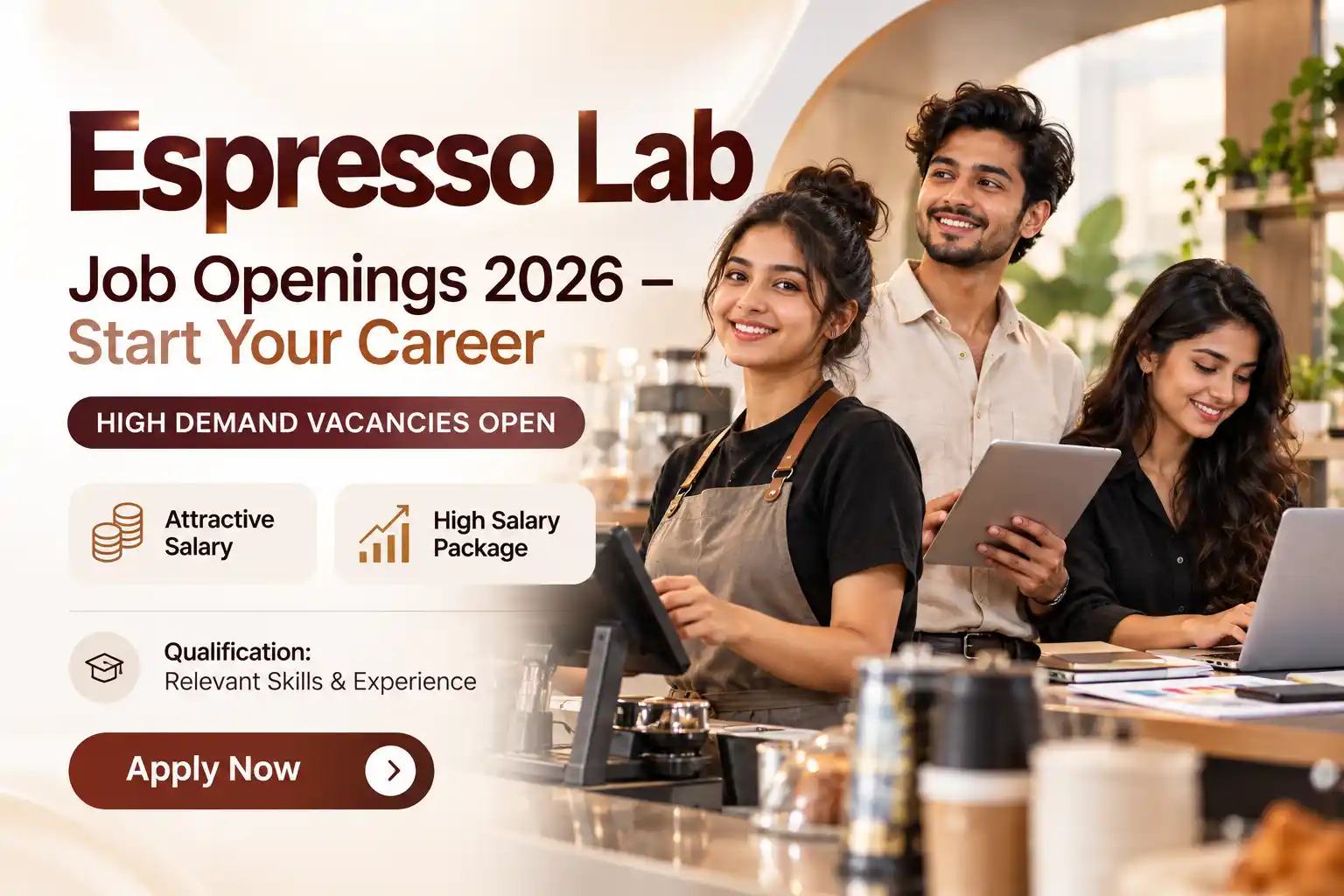 Espresso Lab Jobs : Specialty Barista, Waiter & Cashier Roles