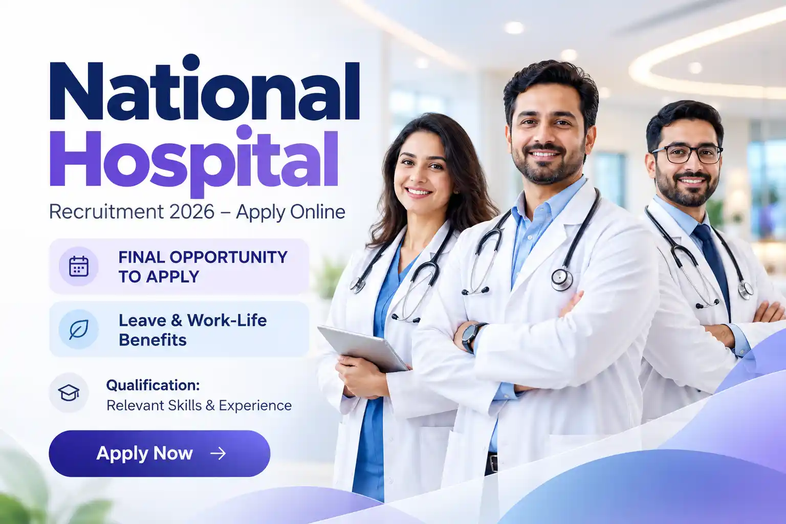 National Hospital Jobs : Registered Nurse, Receptionist & Pharmacist