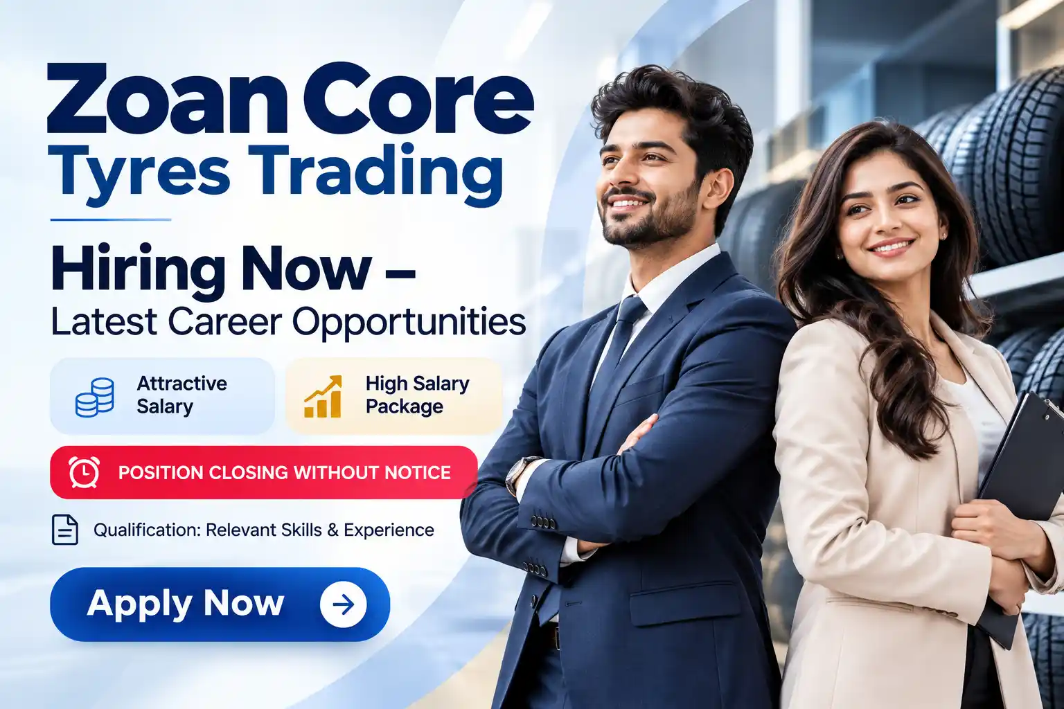 Zoan Core Tyres Trading Jobs : Accountant, Sales Executive & Helper